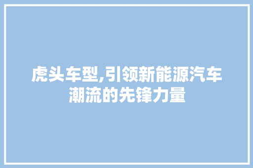 虎头车型,引领新能源汽车潮流的先锋力量