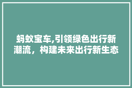蚂蚁宝车,引领绿色出行新潮流，构建未来出行新生态