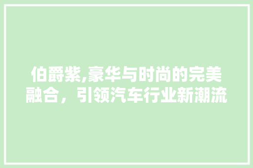 伯爵紫,豪华与时尚的完美融合，引领汽车行业新潮流