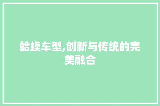 蛤蟆车型,创新与传统的完美融合