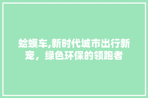 蛤蟆车,新时代城市出行新宠，绿色环保的领跑者