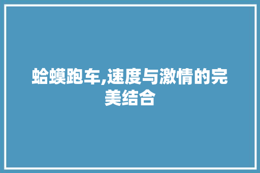 蛤蟆跑车,速度与激情的完美结合