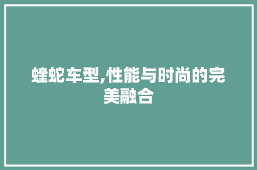 蝰蛇车型,性能与时尚的完美融合