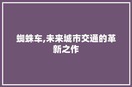 蜘蛛车,未来城市交通的革新之作