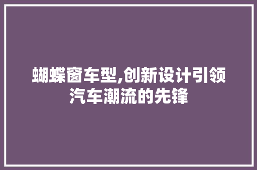 蝴蝶窗车型,创新设计引领汽车潮流的先锋