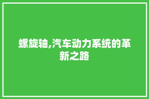 螺旋轴,汽车动力系统的革新之路