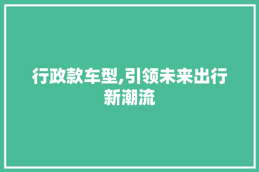 行政款车型,引领未来出行新潮流