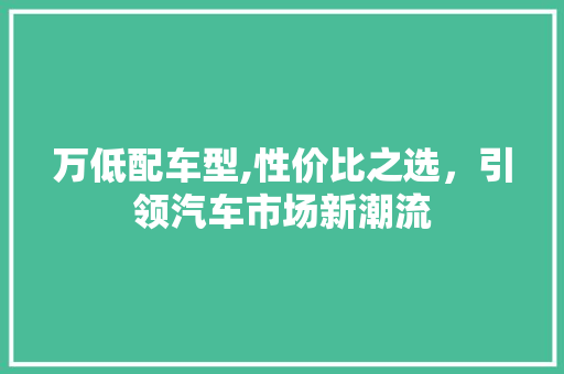 万低配车型,性价比之选，引领汽车市场新潮流