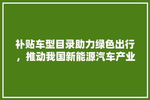 补贴车型目录助力绿色出行，推动我国新能源汽车产业发展