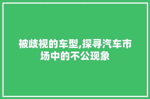被歧视的车型,探寻汽车市场中的不公现象