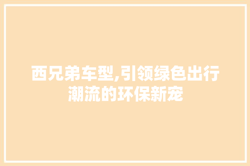 西兄弟车型,引领绿色出行潮流的环保新宠