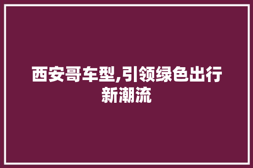 西安哥车型,引领绿色出行新潮流