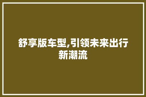舒享版车型,引领未来出行新潮流 底盘配件
