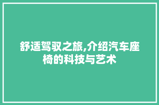 舒适驾驭之旅,介绍汽车座椅的科技与艺术