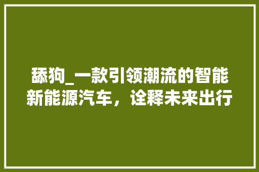 舔狗_一款引领潮流的智能新能源汽车，诠释未来出行新理念