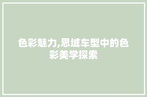 色彩魅力,思域车型中的色彩美学探索