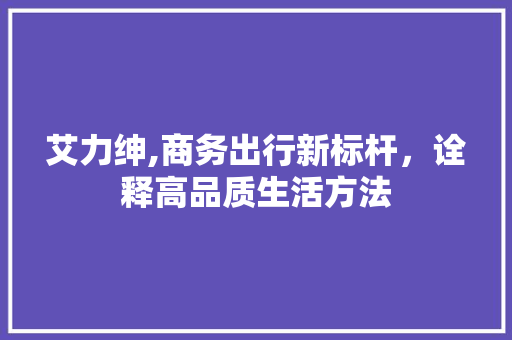 艾力绅,商务出行新标杆，诠释高品质生活方法