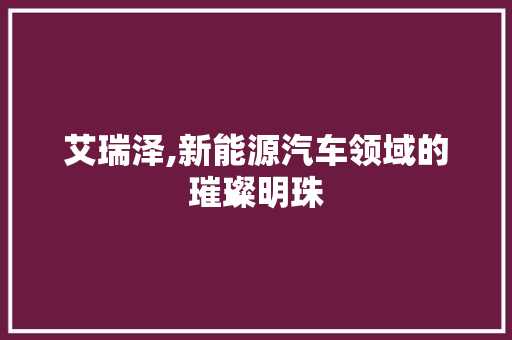 艾瑞泽,新能源汽车领域的璀璨明珠