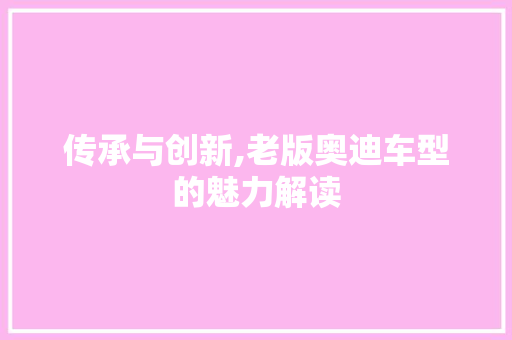 传承与创新,老版奥迪车型的魅力解读