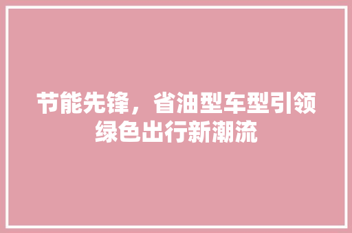 节能先锋，省油型车型引领绿色出行新潮流