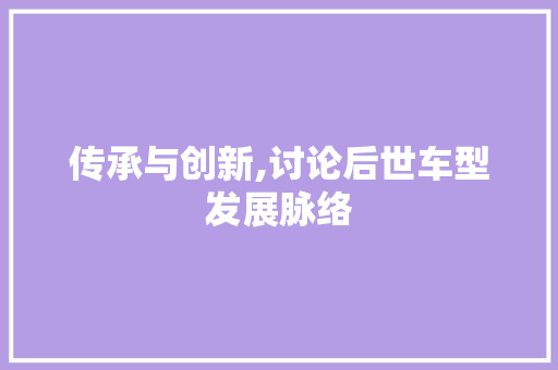 传承与创新,讨论后世车型发展脉络