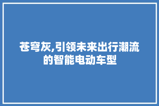 苍穹灰,引领未来出行潮流的智能电动车型