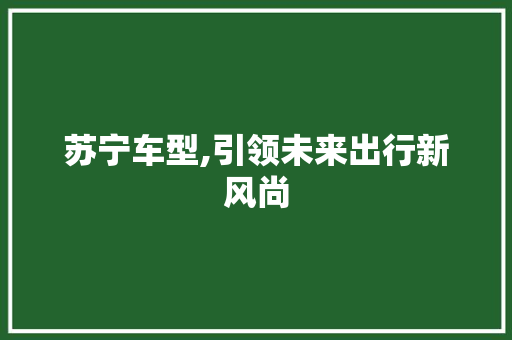 苏宁车型,引领未来出行新风尚