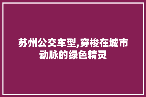 苏州公交车型,穿梭在城市动脉的绿色精灵