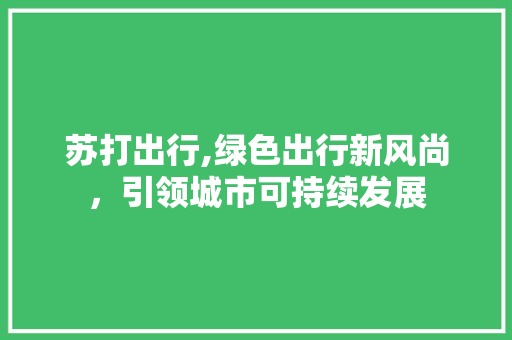 苏打出行,绿色出行新风尚，引领城市可持续发展