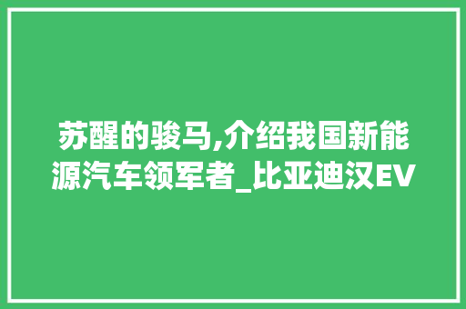 苏醒的骏马,介绍我国新能源汽车领军者_比亚迪汉EV的崛起之路