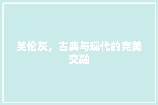 英伦灰，古典与现代的完美交融