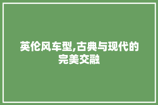 英伦风车型,古典与现代的完美交融 新能源汽车
