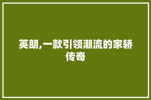 英朗,一款引领潮流的家轿传奇