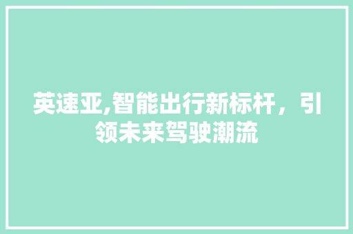 英速亚,智能出行新标杆，引领未来驾驶潮流