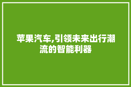 苹果汽车,引领未来出行潮流的智能利器