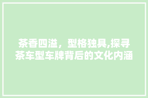茶香四溢，型格独具,探寻茶车型车牌背后的文化内涵