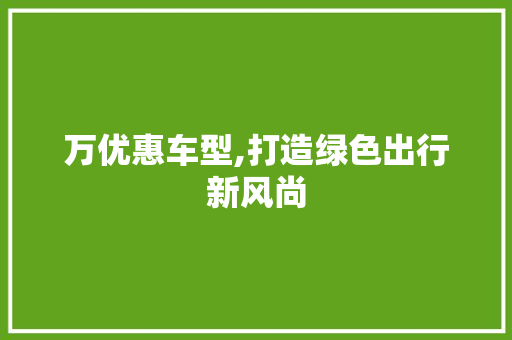 万优惠车型,打造绿色出行新风尚