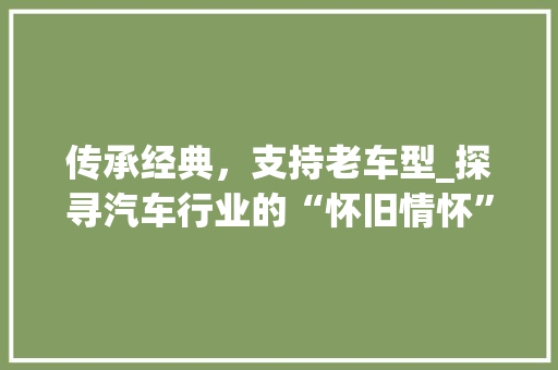 传承经典，支持老车型_探寻汽车行业的“怀旧情怀”