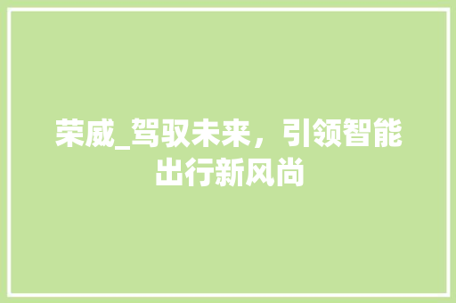 荣威_驾驭未来，引领智能出行新风尚