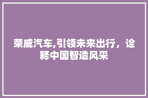 荣威汽车,引领未来出行，诠释中国智造风采