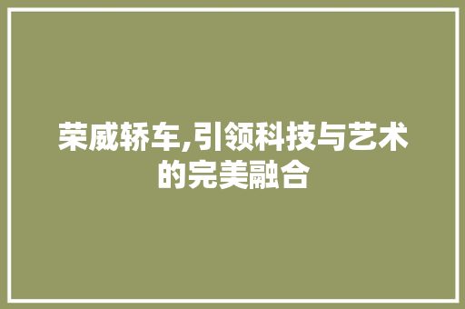荣威轿车,引领科技与艺术的完美融合