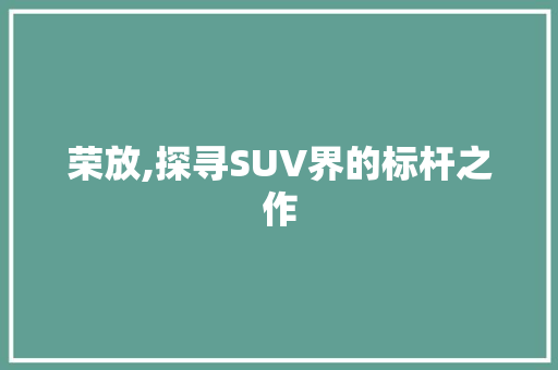 荣放,探寻SUV界的标杆之作