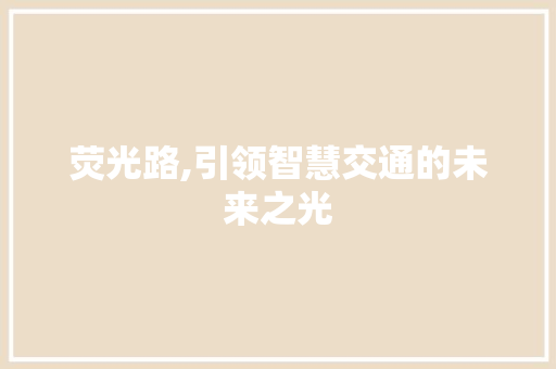 荧光路,引领智慧交通的未来之光
