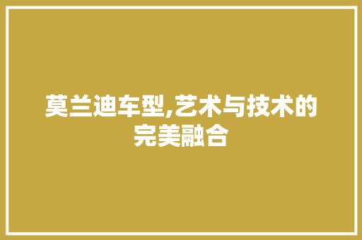 莫兰迪车型,艺术与技术的完美融合