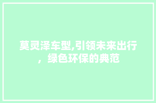 莫灵泽车型,引领未来出行，绿色环保的典范