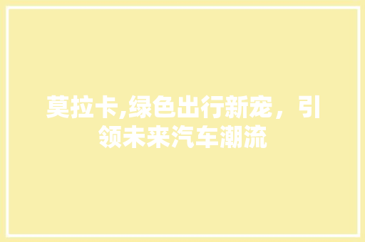 莫拉卡,绿色出行新宠，引领未来汽车潮流
