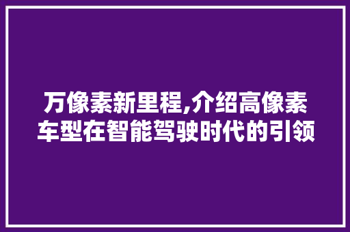 万像素新里程,介绍高像素车型在智能驾驶时代的引领作用