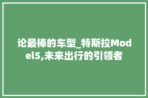 论最棒的车型_特斯拉ModelS,未来出行的引领者