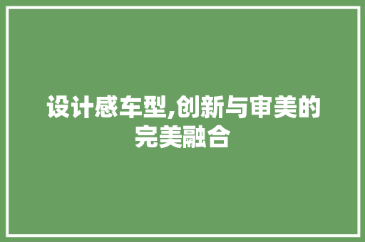 设计感车型,创新与审美的完美融合