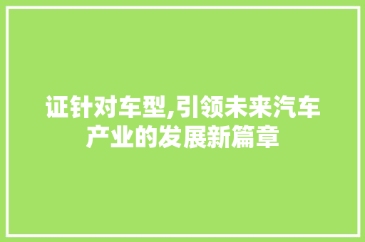 证针对车型,引领未来汽车产业的发展新篇章